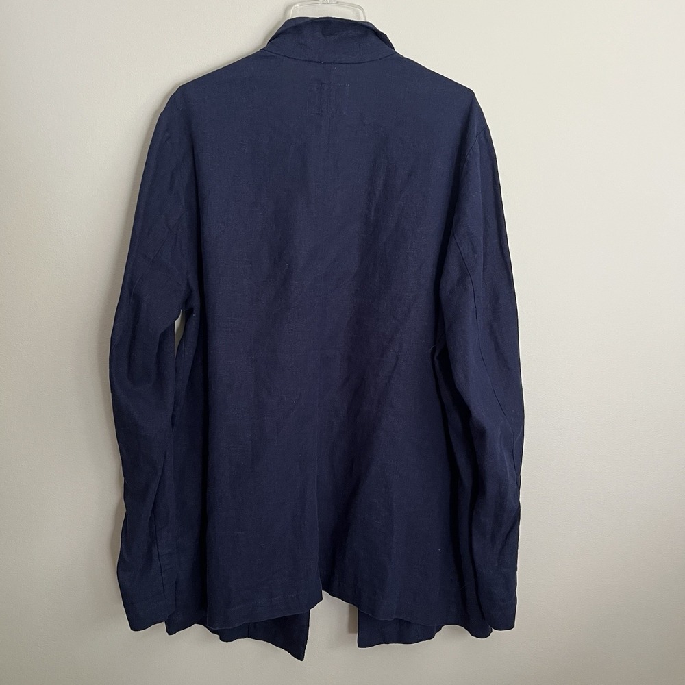 Old Navy Women Blazer L Navy Linen Blend Casual Coastal Minimalist Quiet Luxury - Picture 7 of 7